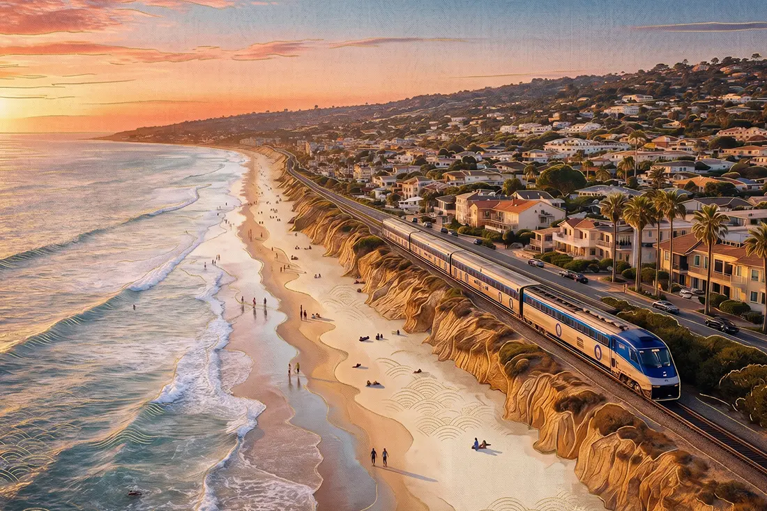 Coastal view of Del Mar, California, where our team provides expert wallpaper hanging services
