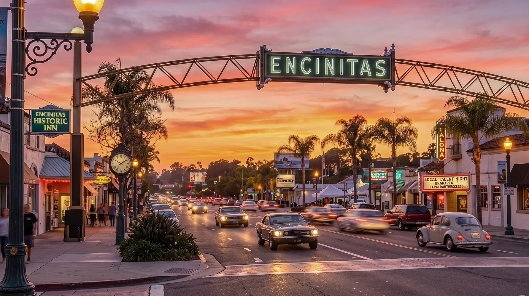 Scenic view of Moonlight State Beach in Encinitas, California, where our local wallpaper installers serve homeowners